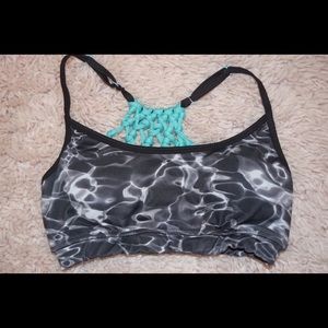 SMOKE PRINT & BLUE SPORTS BRA SIZE SMALL